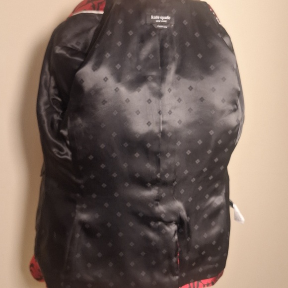 Kate Spad Flourish Swirl Brocade Blazer Black/Ripe Apple Size 4 - Picture 12 of 14